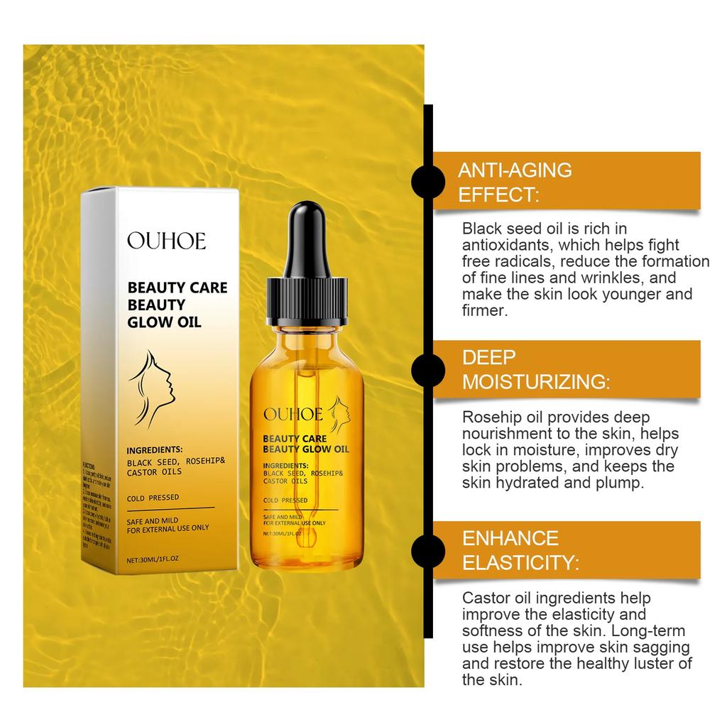 Hydratační esenciální olej na obličej, zjemňující, rozjasňující a blednoucí, blednoucí, jemné vrásky, esenciální olej, zlepšující elasticitu pleti