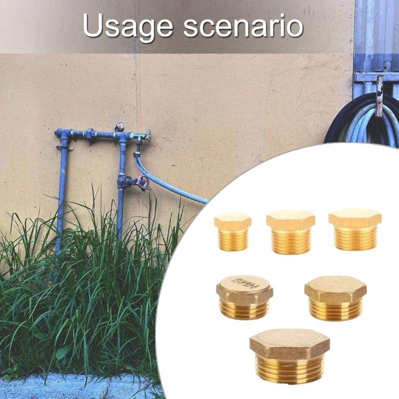 Male Thread Brass Pipe Hexagonal Head End Caps Plug Fitting Coupler Connector Adapters Pipe Plumbing Fitting Adapters