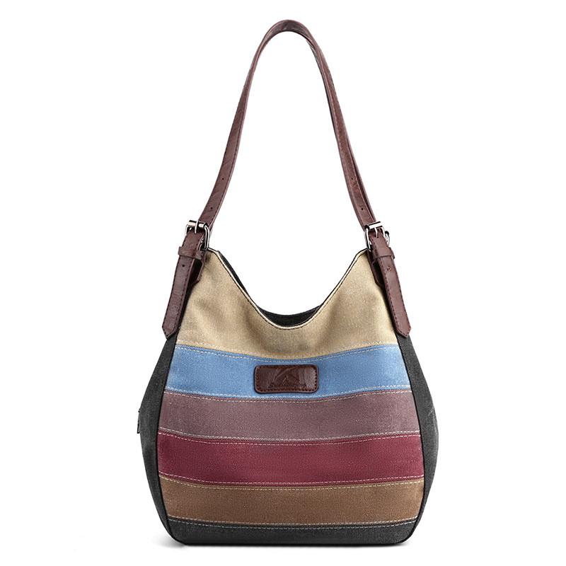 Canvas-Tragetasche für Damen mit Reißverschlusstaschen Urbaner Minimalistischer Stil Große Kapazität