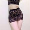 Women See Through Sexy Nightclub Mini Long Wrap Hips Skirt Female Hollow Lace Black Pleated Skirts for Women Summer