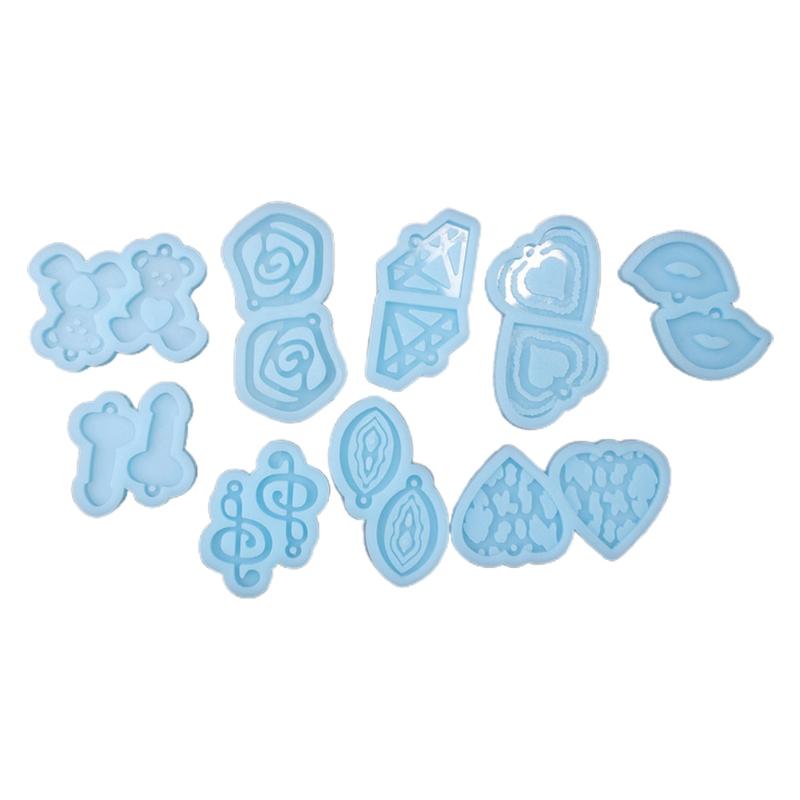 9Pcs Earrings Epoxy Resin Mold Pendant Silicone Mould DIY Crafts Jewelry Necklace Ear Studs Casting Jewelry Making Mold 1