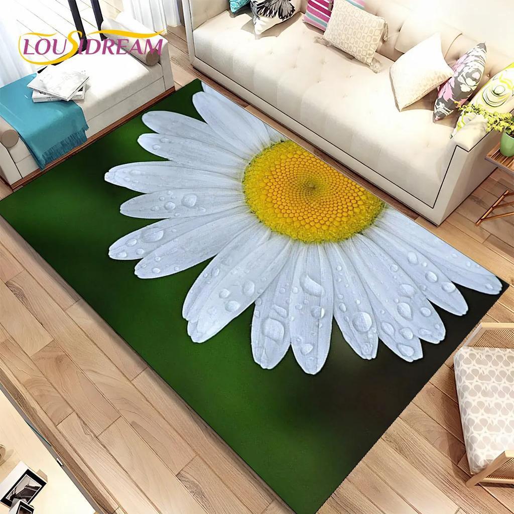 Nordic 3D Daisy Flower Area Rug,Carpet Rug for Home Living Room Children Bedroom Sofa Doormat Decor,kids Play Non-slip Floor Mat