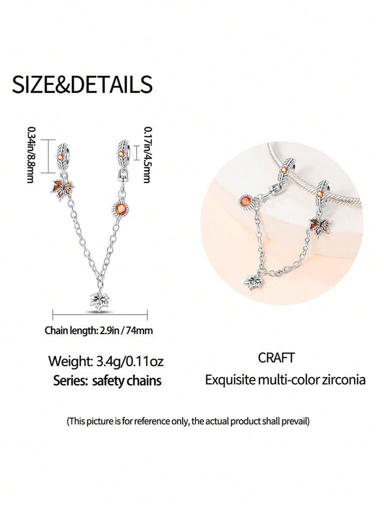 Charms Plata Bear Maple Leaf Safety Chains Beads For Charmsoriginales Bracelet Beads Jewellery Making Women'S Gift
