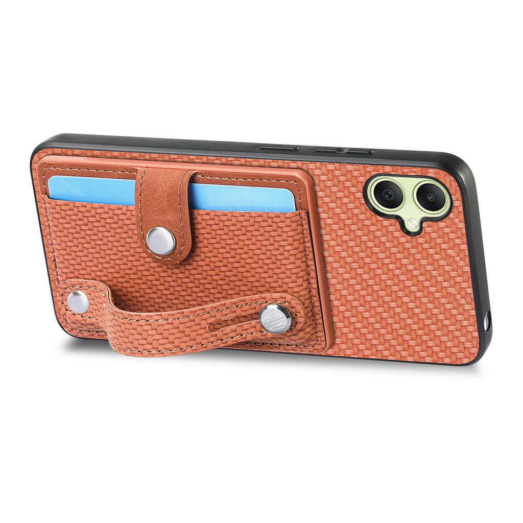 For Samsung Galaxy A05 4G Case Carbon Fiber Texture Leather Phone Back Cover with Card Holder