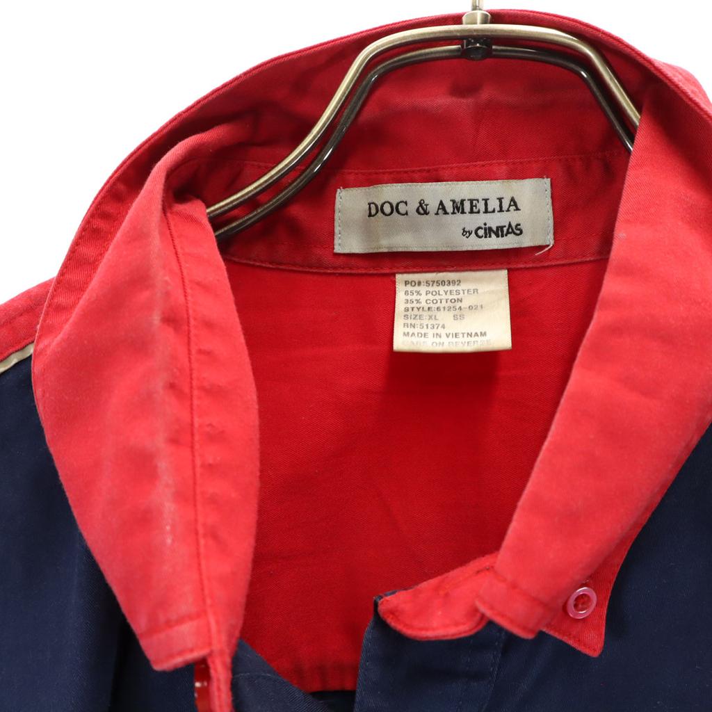 DOC&AMELIA Five-quarter Sleeve Button Down Work Shirt XL Navy Corporate Men's Used