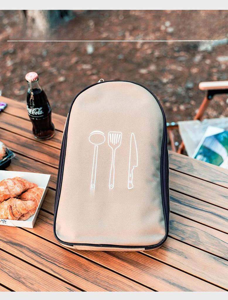 Concave-Convex Portable Camping Cookware Storage Bag for Cutlery and Kitchenware