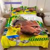 Biancheria da letto con vibrante arte calcistica di Neymar Jr (1 * copripiumino + 2 * federa, senza nucleo) Set Lenzuola Regalo di Compleanno di Natale Piatto 2D