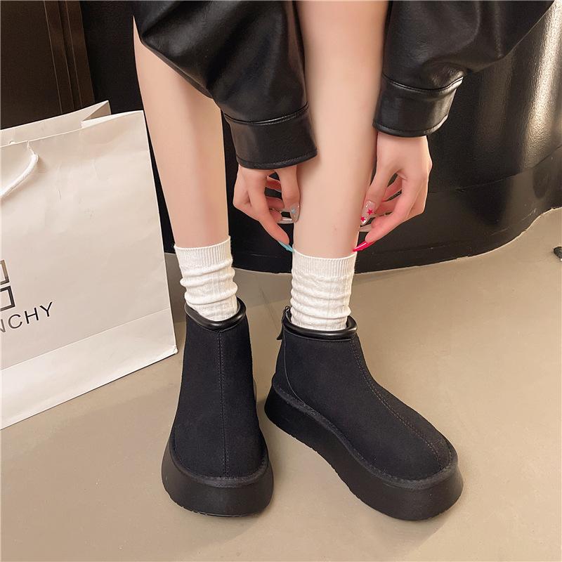 

Women s Large Size Thickened Winter Warm Fur One Snow Boots Thickened Lining Ankle Boots Non-slip Hiking Sports Short Boots 40 чёрный