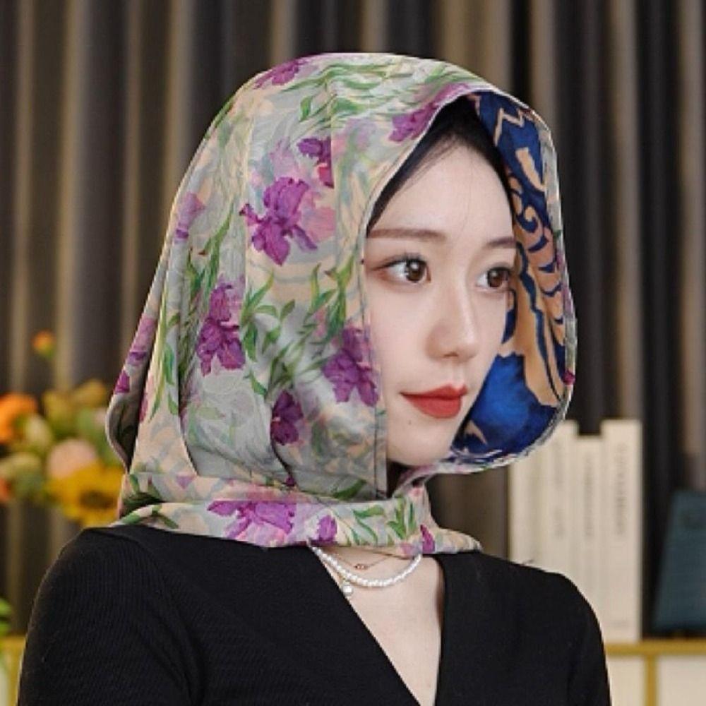 Breathable Hijab Cap Soft Scarves Cap New Fashion Simulation Silk Scarf  Spring Summer