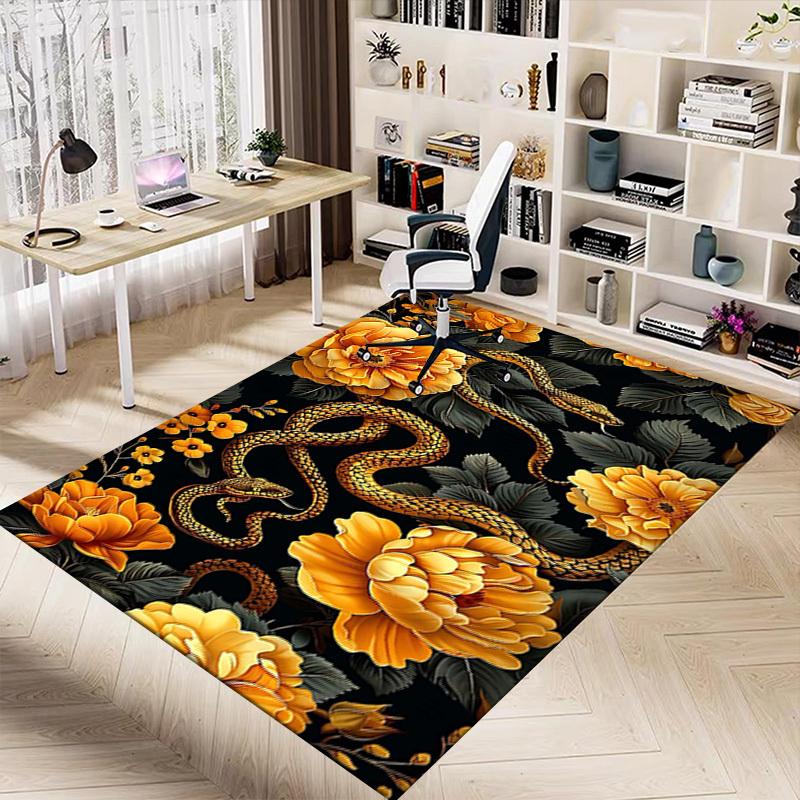 1PC Snake Flowers Anti-slip carpet, suitable for Office, bedroomand playrooms. It can also be used as a sofa footrest cover-W75