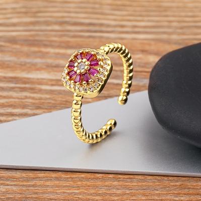 

Nidin New Luxury Shine Zircon 4 Colors Open Adjustable Rings For Woman Fashion Finger Jewelry Wedding Party Girl s Sexy Gifts рожевий червоний колір