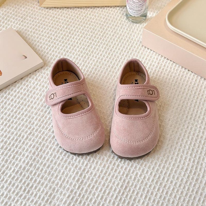 

Anti-slip Retro Leather Men s Shoes - Girls Round-toe Soft-soled Versatile Single Shoes 21 розовый