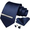 Mens Silk Tie 8Cm Solid Red Blue Necktie Handkerchief Cufflinks Gift Box Set Formal Ties For Man Workplace Business Wedding Gift