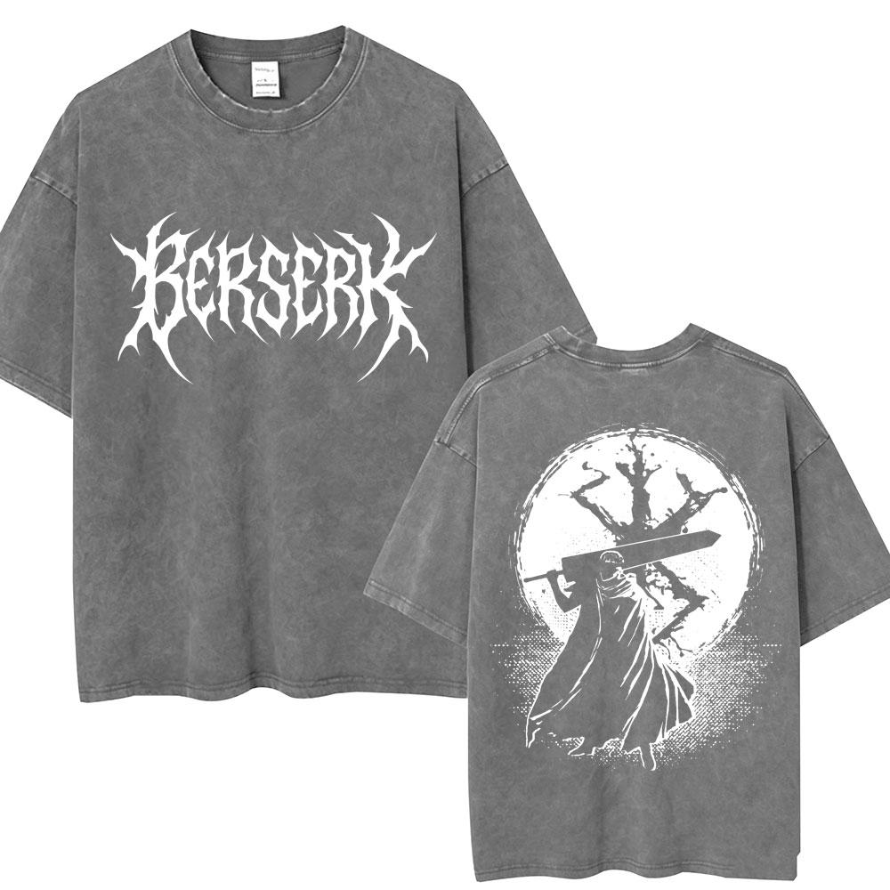 Japan Anime Guts Berserk Guts Wash T-Shirts Swordsman Gatsu Sacrifice Zodd Classic Short Sleeve Oversized Cotton T Shirts