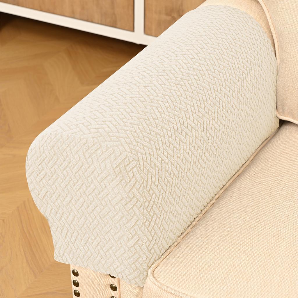 2pcs/1set Modern Simple Household Sofa Armrest Gloves Thickened Anti-dirty Home Fabric Protective Cover Simple Solid Colour