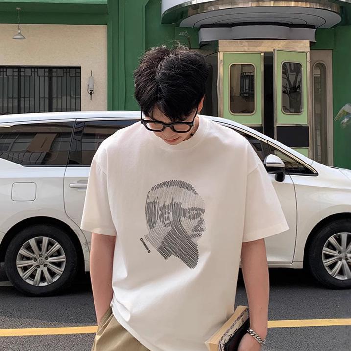 

Men s High Street Casual Loose Fit Print Crew Neck T-shirt 8XL чорний