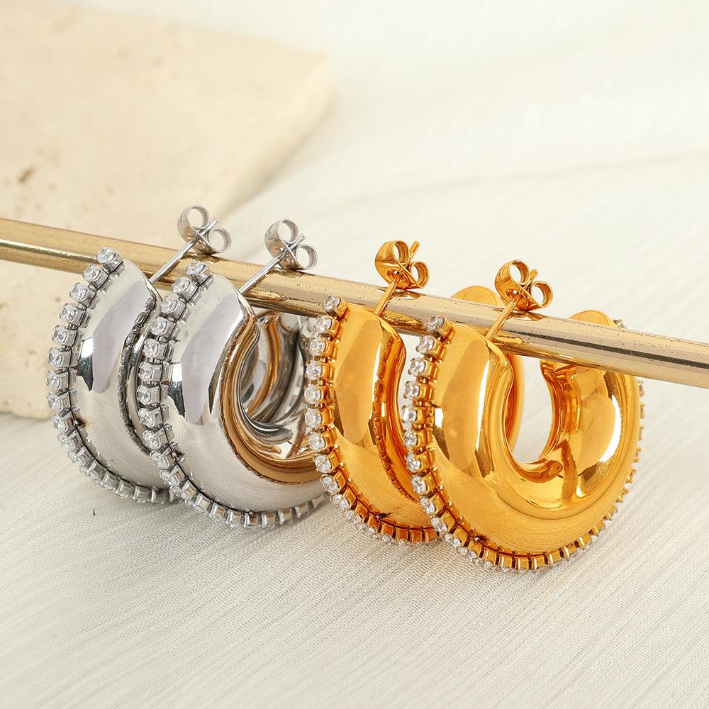European and American Internet celebrities ins personality ring C type trend simple Epoxy earrings