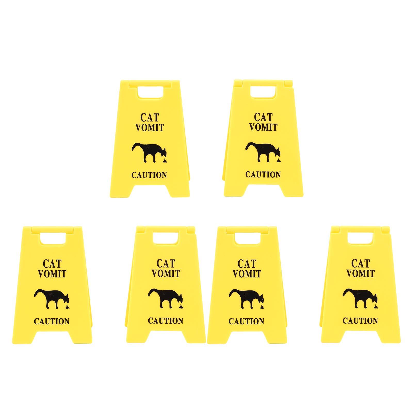 

6PCS Cat Vomit Caution Signs Plastic Multifunctional Obvious Funny Cats Vomits Warning Sign for Indoor жёлтый