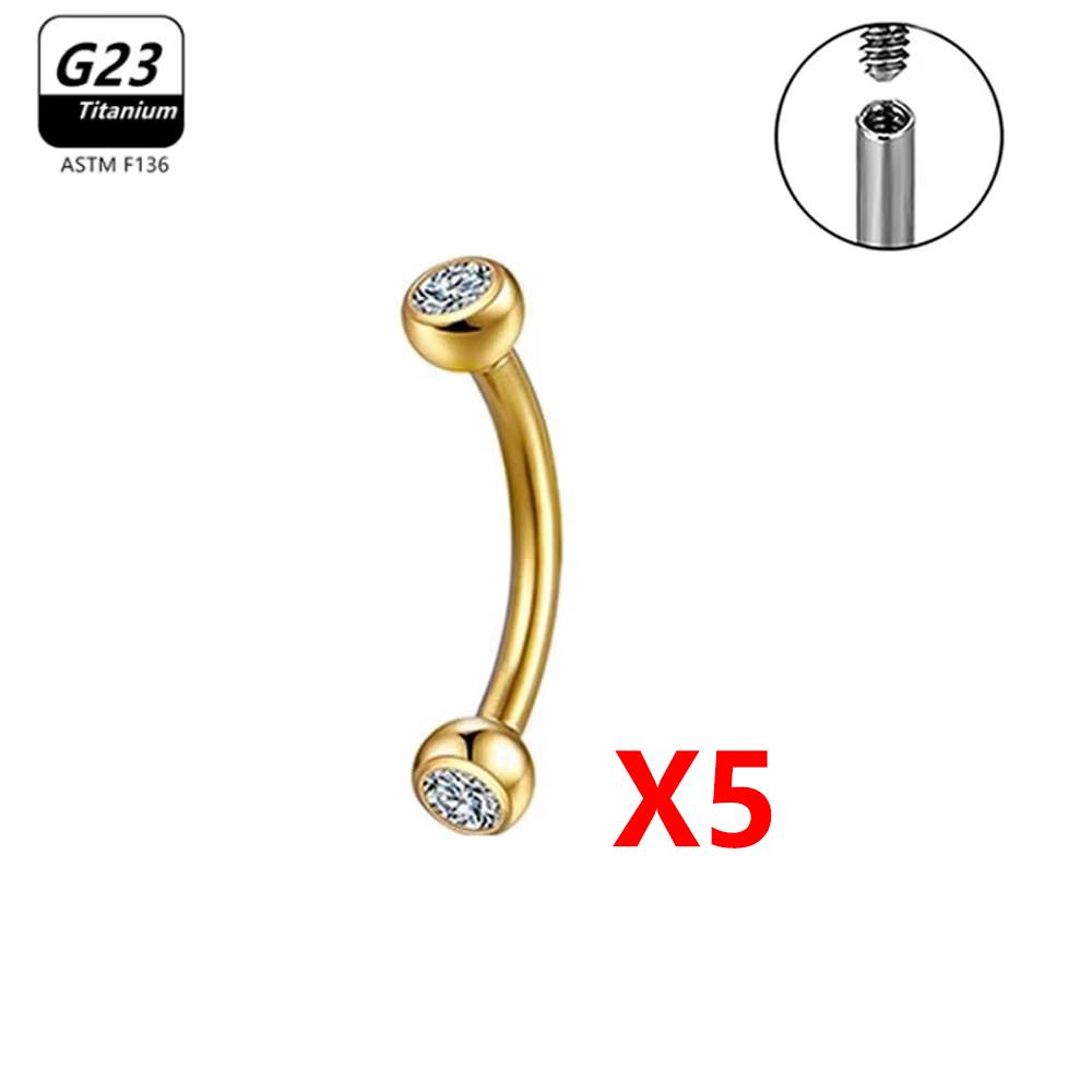 1/5/50 szt. Tytan G23 ASTM-F136 Piercingi Brwi kolczyk cyrkonia Gwint wewnętrzny Brwi Ciało Cyrkonia Hurt