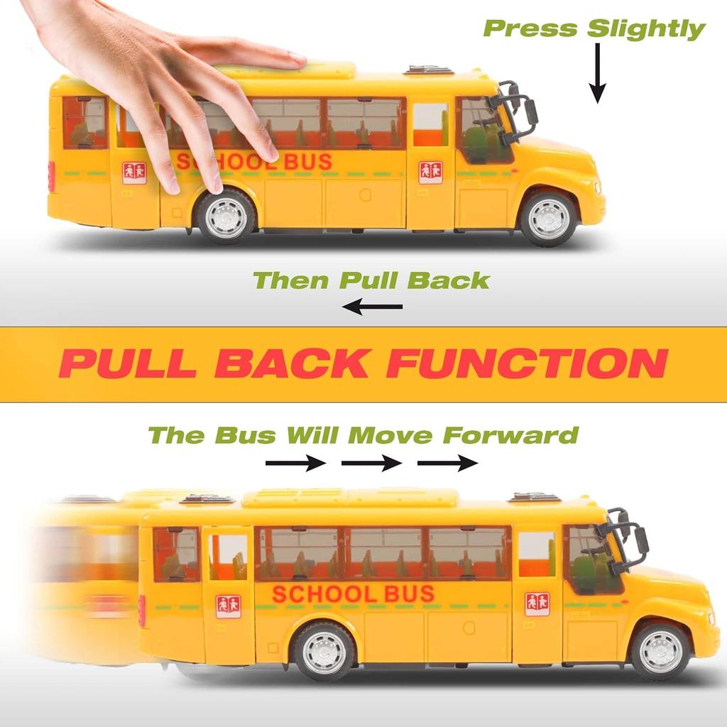 1/32 Model School Bus, Casting Alloy Openable Door Toy Car with Lights Sounds Fuel System Parts for Boy Girl Combustion Engines Parts
