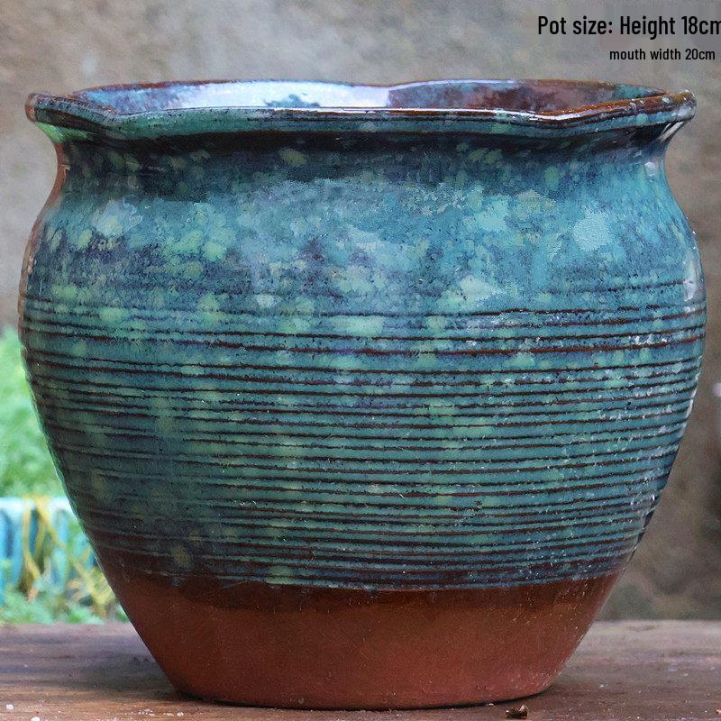 Handmade Retro Ceramic Succulent Planter with Large Caliber