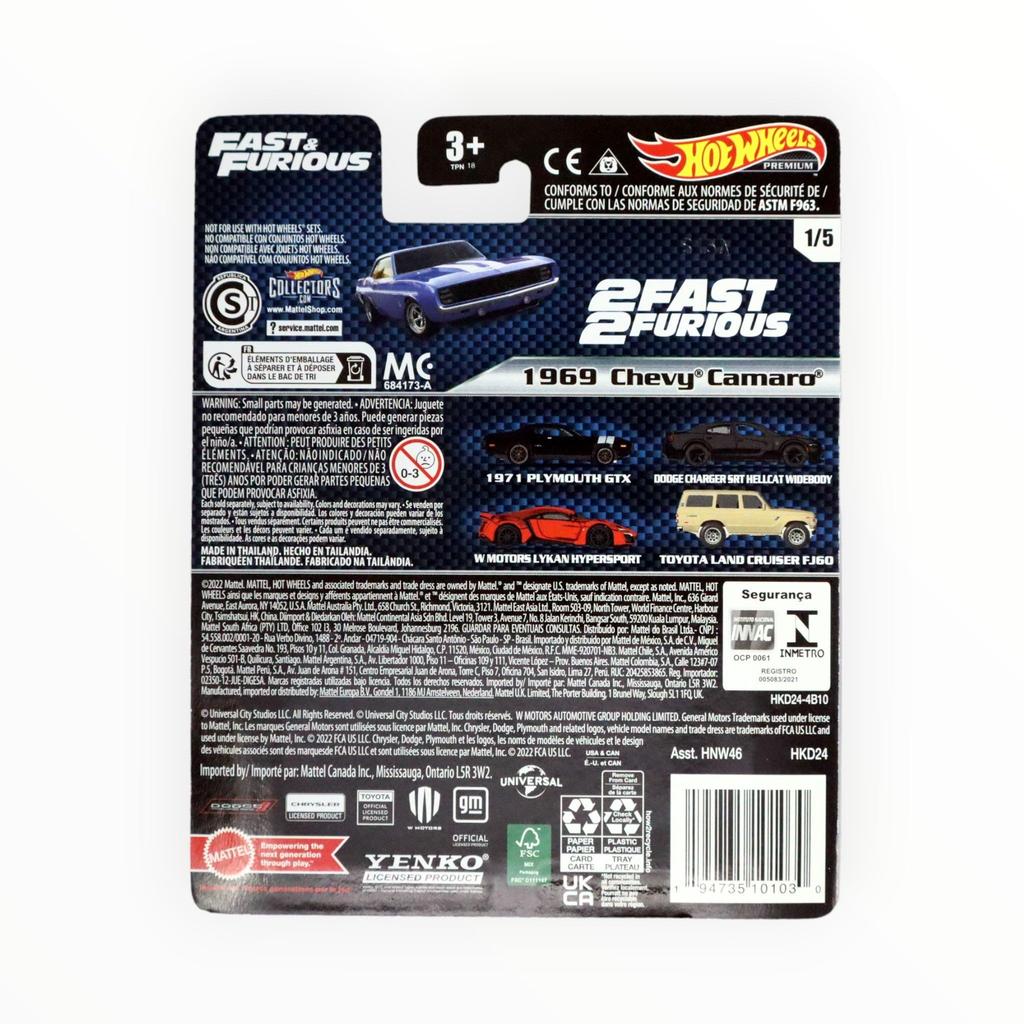 Hot Wheels 1969 Chevrolet Fast and Furious Camaro, 1/5 [Μπλε]