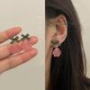 Acrylic Pink Flower Dangle Earrings for Women Sweet Cute Green Bow Knot Drop Earrings Party Sweet Fashion Jewelry