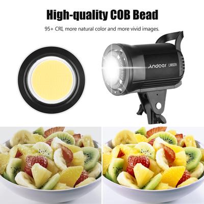 Andoer LM60Bi portátil LED luz de preenchimento para fotografia 60W luz de vídeo de estúdio 3000K-5600K regulável