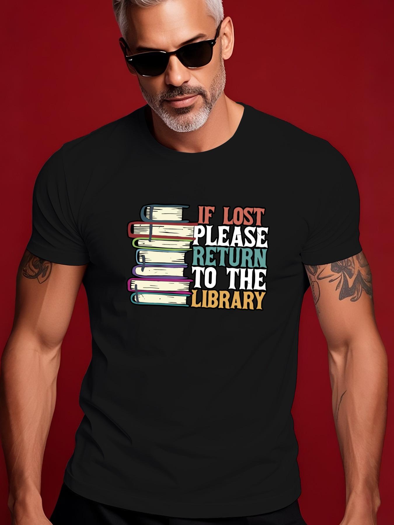 If Lost Return to the Library Book Stack Graphic Tshirt... XXL