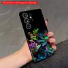 2DFlat Samsung Phone Case Neon Succulents Glow On Black Background Applicable To Galaxy S22 S23 S24 S25ULTRA S26 A12 A13 A14 A15 A16