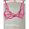 French floral embroidered underwear women's big breasts show small sexy transparent steel ring upper support anti-sagging bra cover