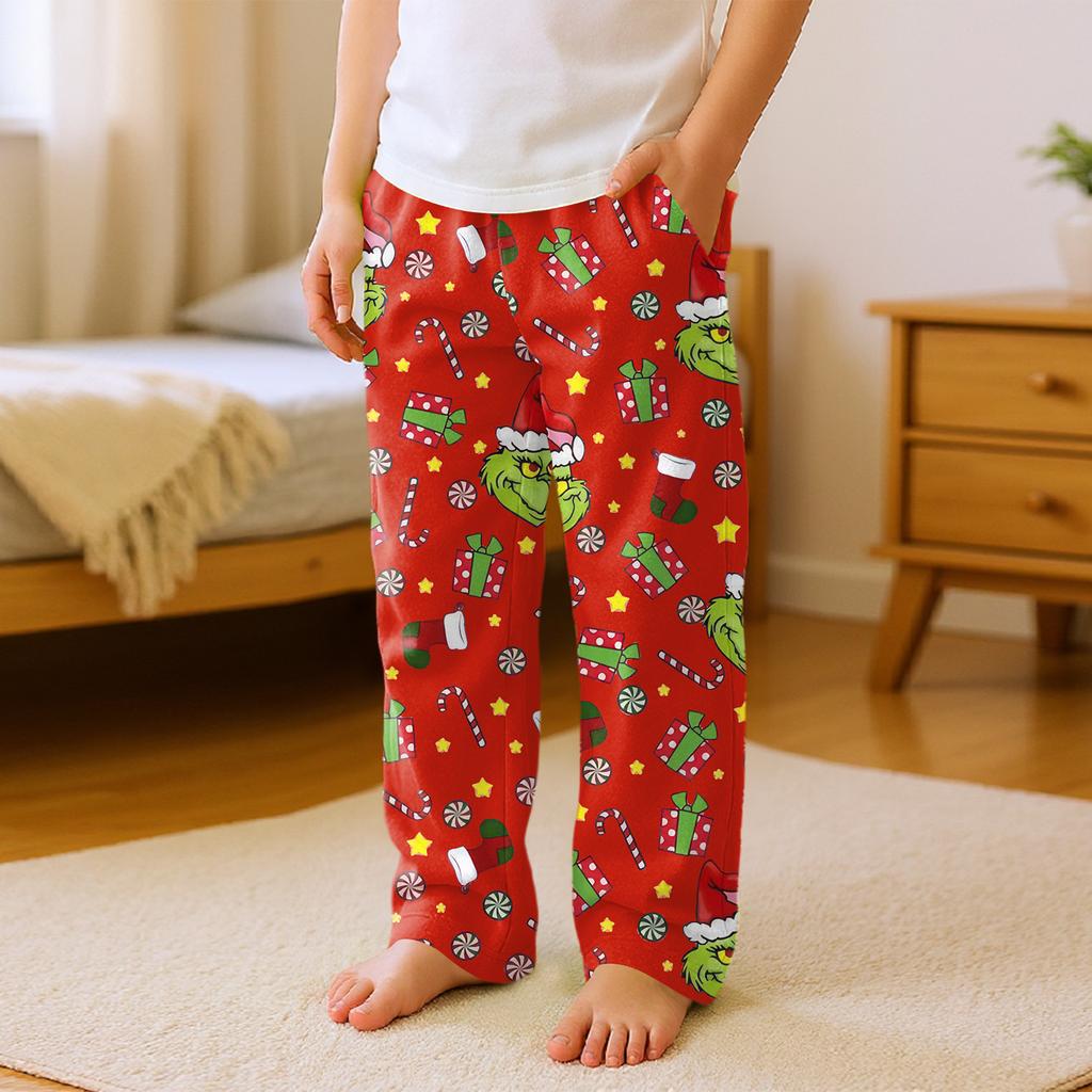 Kinder Vielseitige Weihnachten Druck Tasche Plüsch Lässige Hose Schlafhose Haushose
