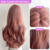 Pink Brown Curly Wigs Air Bangs 24 Inch  Fiber Synthetic Wigs Heat-resistant Natural Party or Selfie For Women Korean Fashion