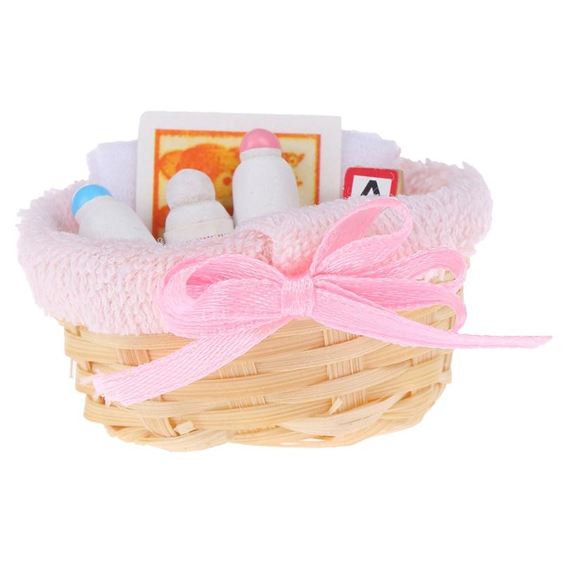 

1Pc 1:12 Mini Feeding Bottle Basket Simulation Furniture Model for Decoration Miniature Accessories