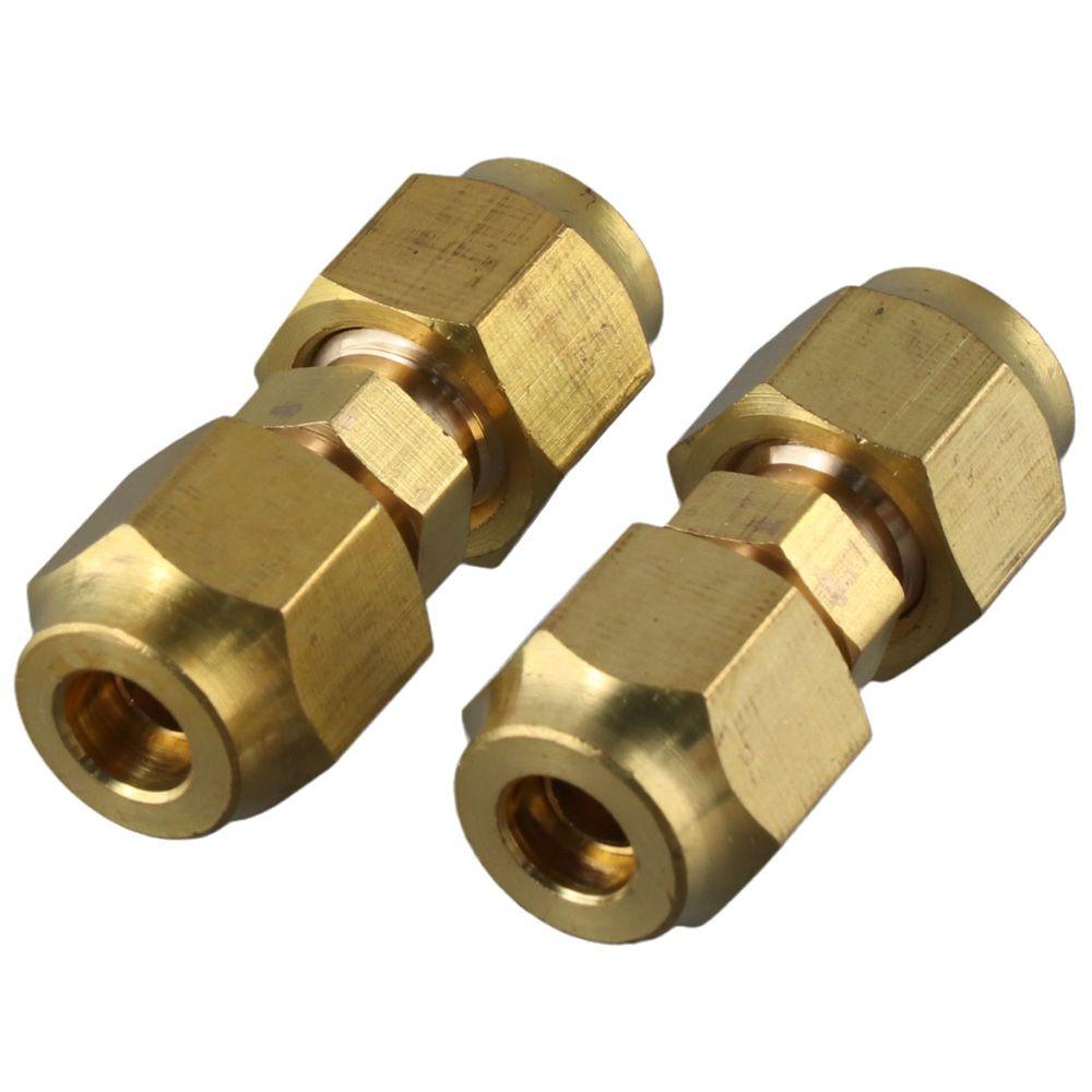 2 Pcs 1/4" Air-Conditioning Copper Pipe Butt Joint Extension Copper Pipe Joint Copper Pipe Quick Joint  Middle Flared Joint