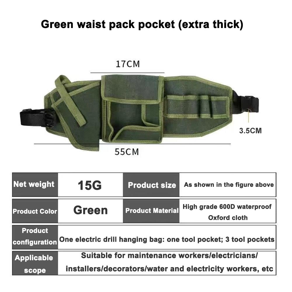 Wasserdichtes Oxford-Gewebe Multifunktionale Werkzeugtasche zum Umhängen an der Taille Elektriker Schreiner Tasche