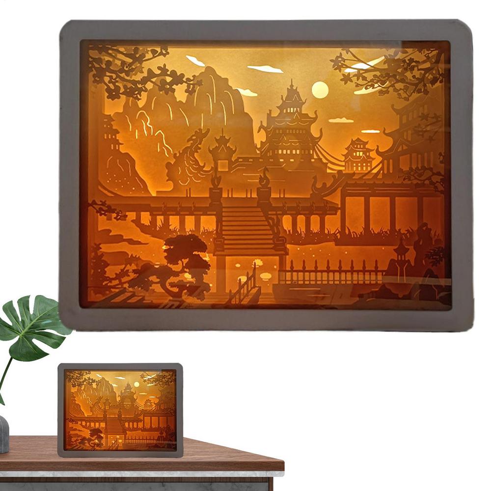 Papercut Light Box Frame Night Lights 3D Papercut Light Boxes Frame LED Night Lights Paper Sculptures Night Lamp For Valentine's