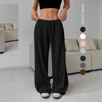 Damen Weitbein Freizeithose, Hohe Taille Locker Geschnitten Loungewear Hose, 7 Farben