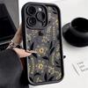 Gold Black Floral Pattern Phone Case for Xiaomi Redmi Note 14 13 12 11 10 9 8 7 Pro Shockproof Anti-Slip Soft TPU Cover