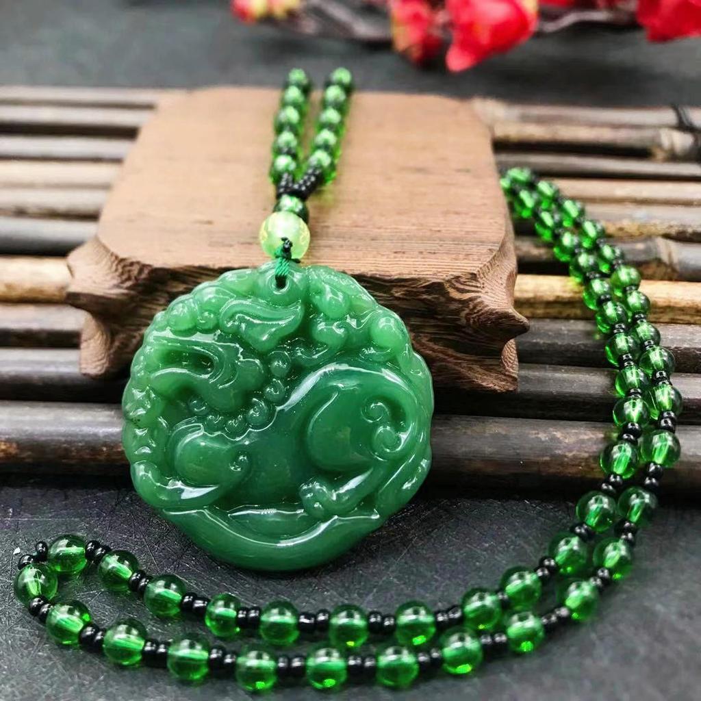 Imitace aventurínu Svetrový náhrdelník - Design zelí Guanyin od značek Wu Shi a Dragon & Phoenix