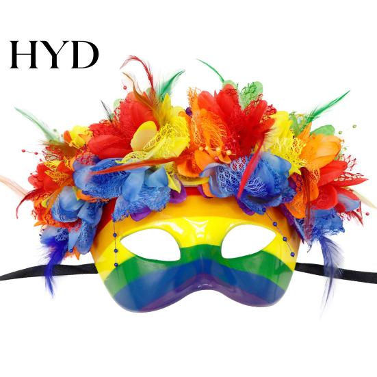 Maschera Carnevalesca Piumata Mardi Gras per Uomini Donne, Colorata Arcobaleno Mascherata Feste Veneziane Ballo di Fine Anno, Carnevale, Costume Cosplay di Halloween