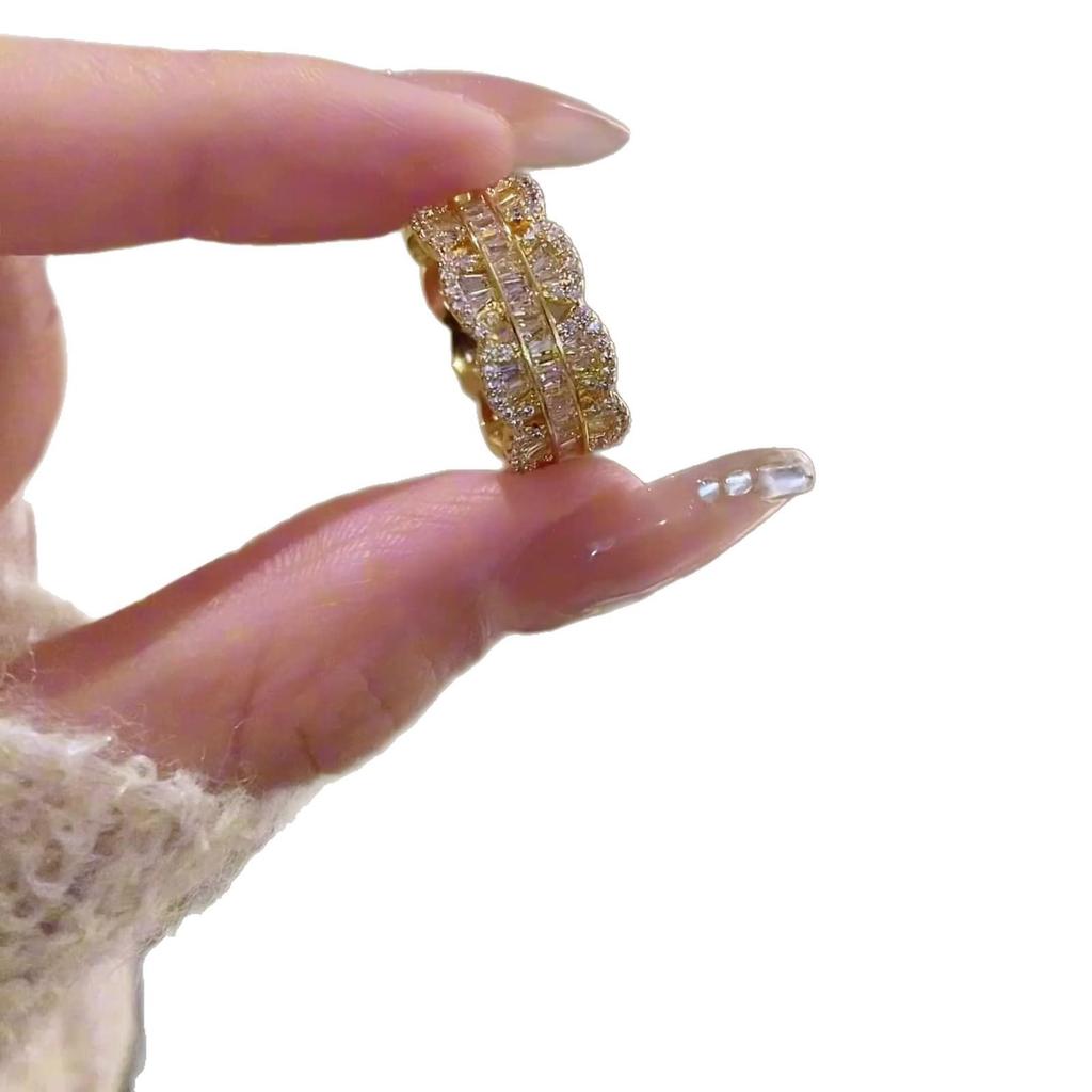 Golden Zircon Lace Open Ring - Elegant and Modern Index Finger Jewelry