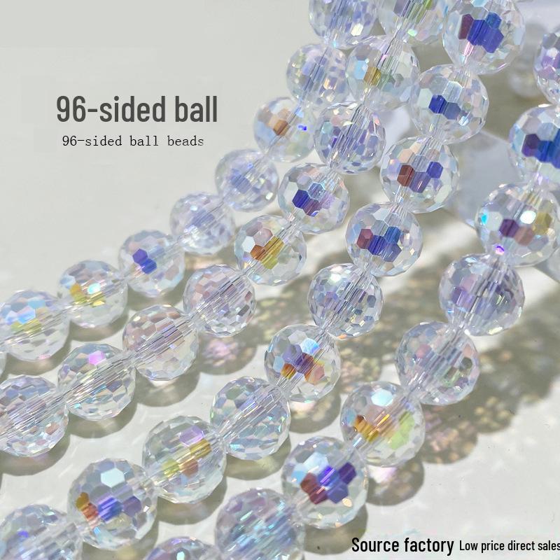 

96-Sided Crystal Disco Ball Beads for DIY Bracelets & Car Hanging Jewelry 8mm (72 pieces/string)