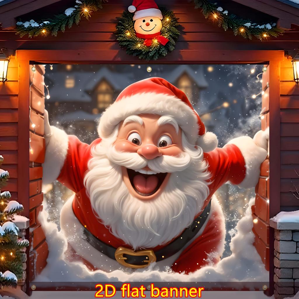 Christmas decoration background: Happy Santa Claus outdoor shooting decoration background banner