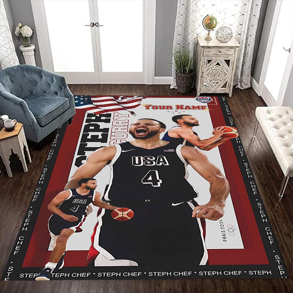 Golden State Curry Player Customized Name Floor Mat Suitable for Decorate Room Kitchen Foyer Dining Room Anti-slip Rug Anime Office Decor