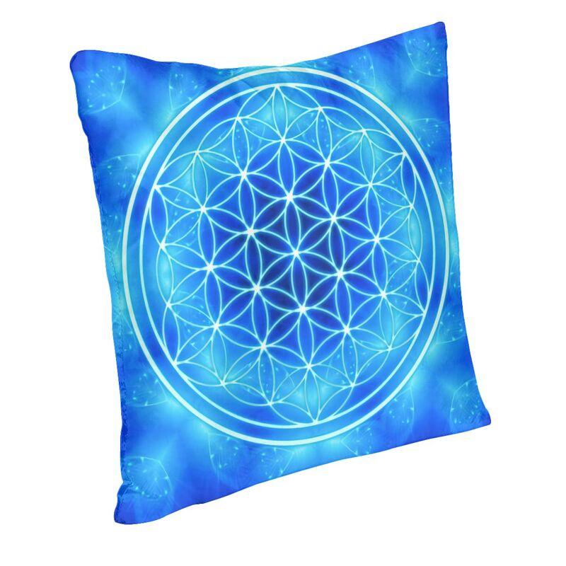 Luxuriöser, eleganter Kissenbezug mit Blume des Lebens, 66 x 66 cm, Polyester, Heilige Geometrie, Überwurf-Kissenbezug für Wohnzimmer-Kissenbezug