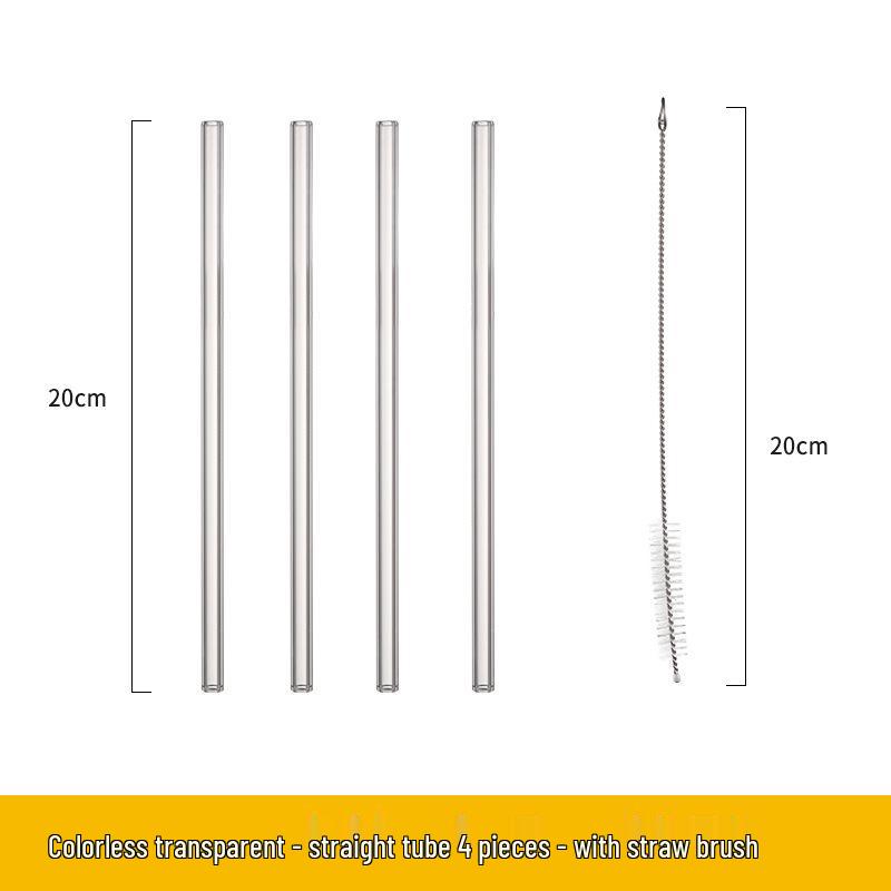 

Екологічна жаростійка скляна соломинка - Стійка до помади та багаторазового використання для перлового молочного чаю