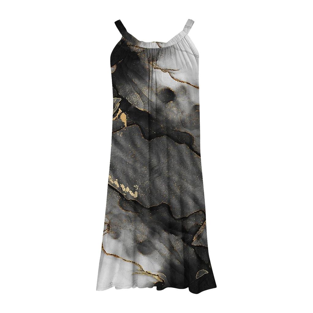 Women's Summer Fashion Beach Casual Gradient Print Sleeveless Hanging Neck Dresses