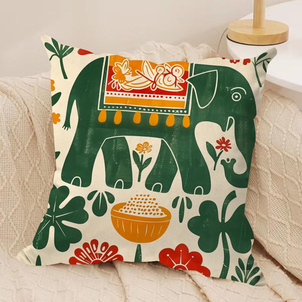 Hot Selling Elephant And Flower Cushion Cover Pillowcase Ultra Soft Skin Friendly Fabric Cloud Like Comfort Concealed Zipper