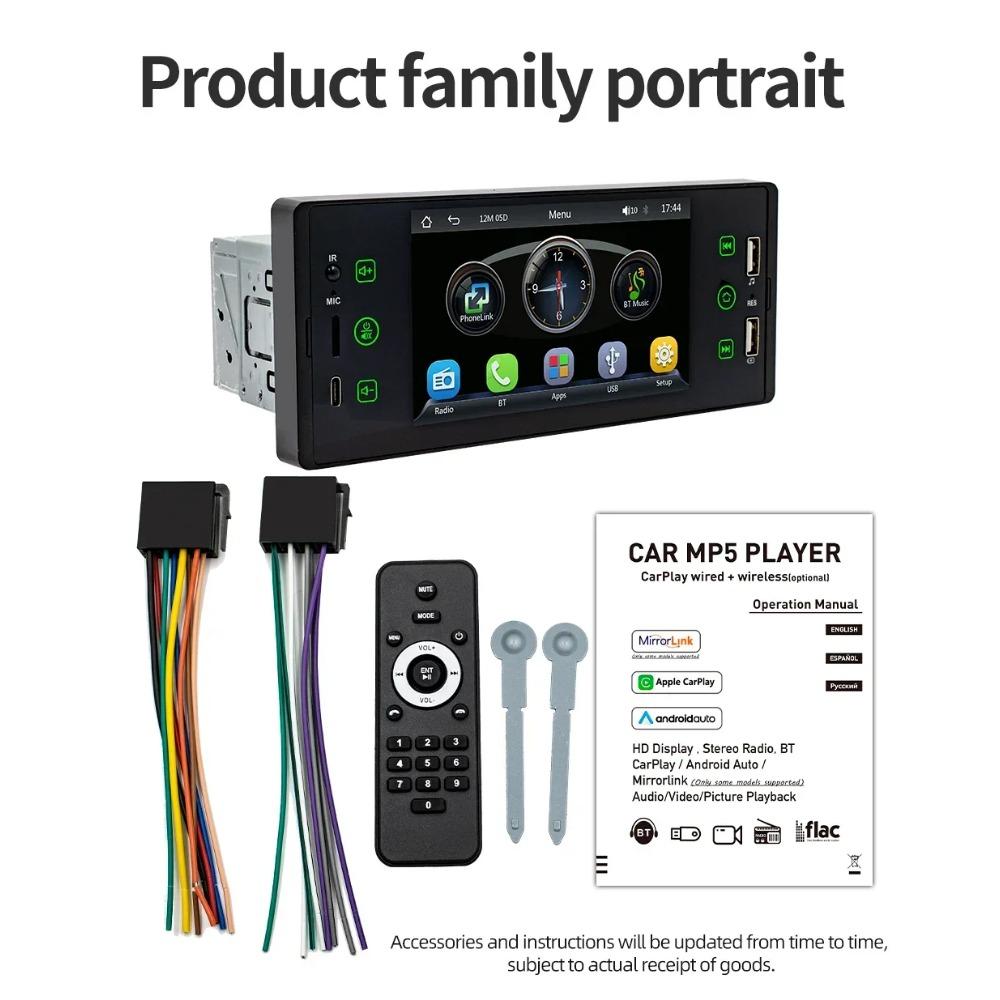 TOYOUSONIC 1 Din 5 Inch Car Radio MP5 Video Player Wireless Carplay Multimedia Player FM BT 2USB Bluetooth Mirrorlink Car Stereo